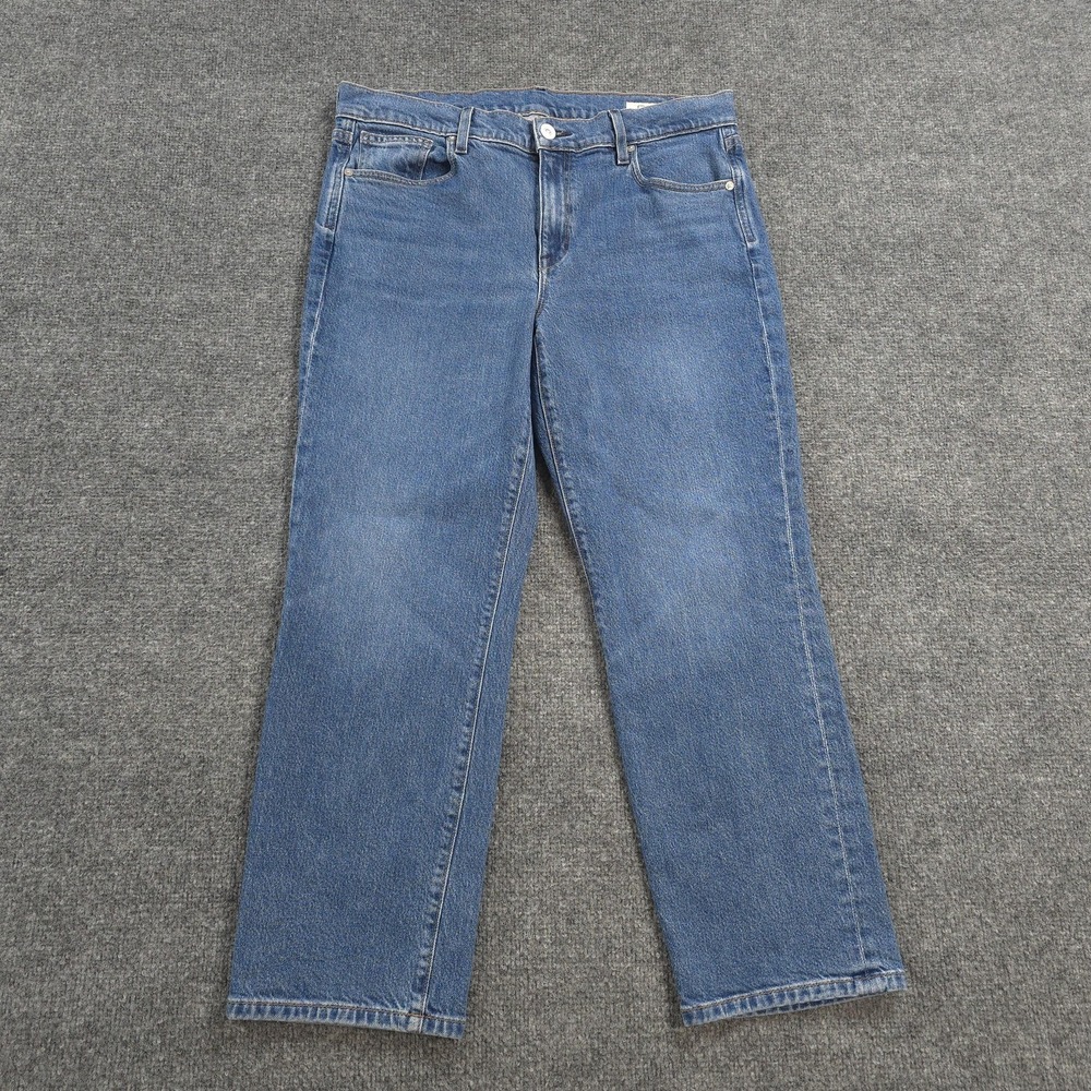 AYR Jeans Womens 31 Blue The Frenchie High Rise Straight Crop Stretch Denim